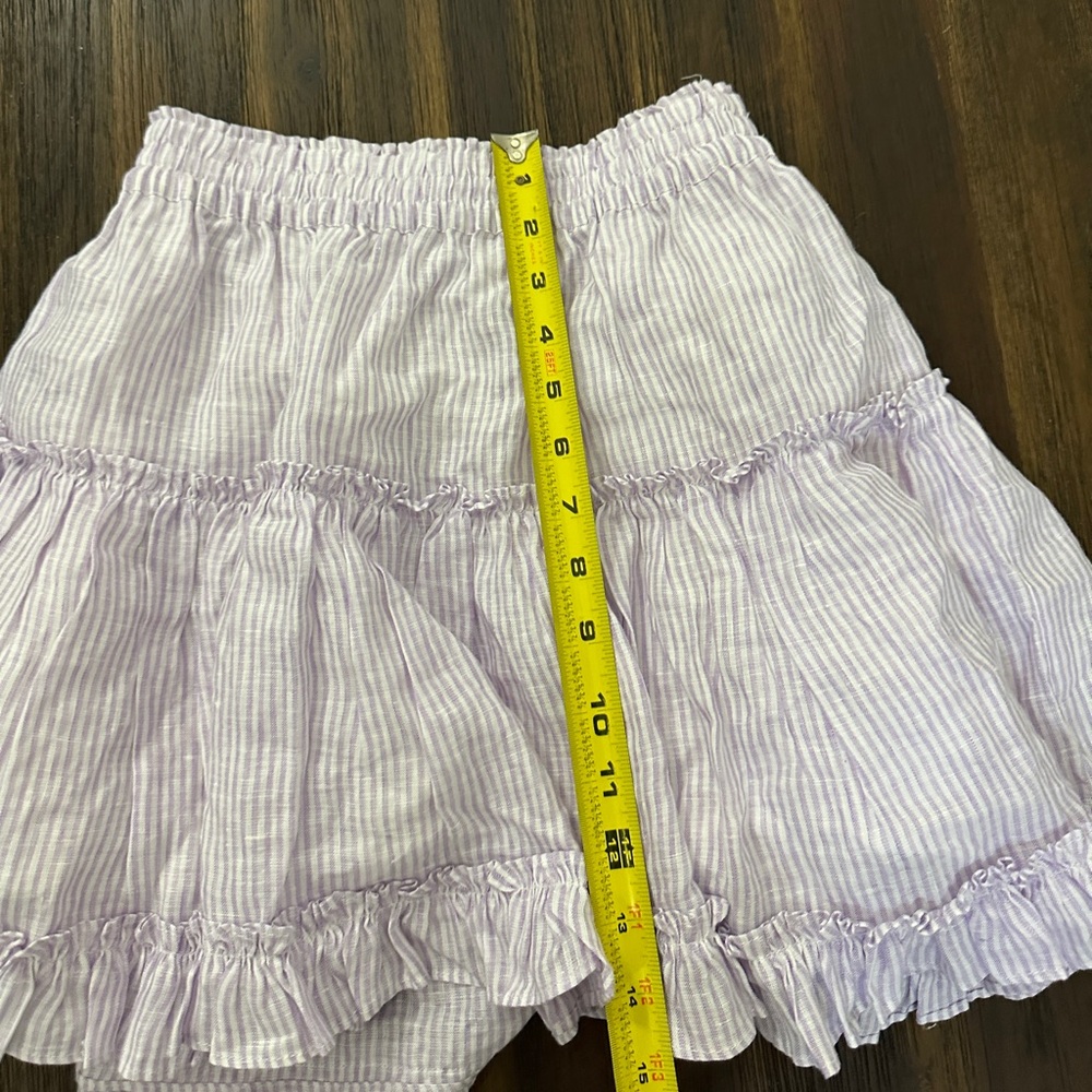 Hill House The Paz Skirt Lilac Stripe Purple Tiered Elastic Waist Size Small - Picture 9 of 9